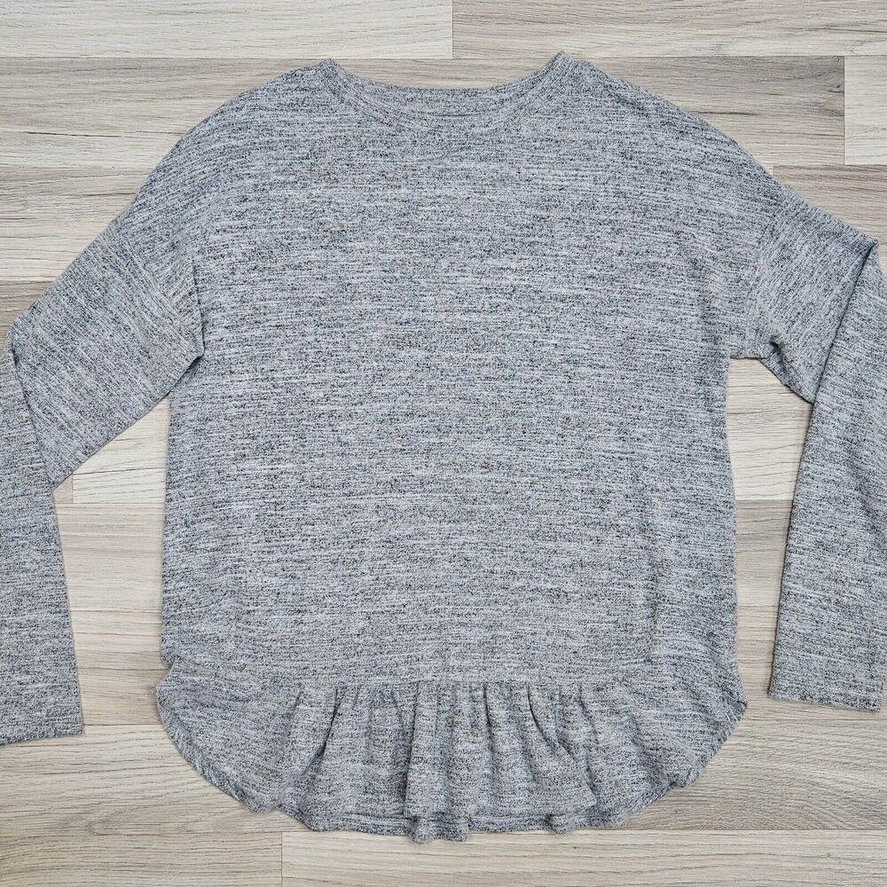 BANANA REPUBLIC Womens Gray Longsleeve Ruffle Soft Stretch Shirt Size Medium